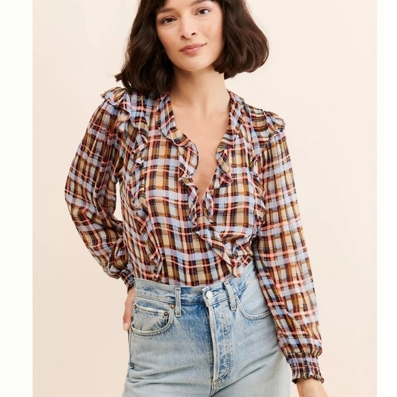 ANTHROPOLOGIE MAEVE Laila ruffled blouse 6P - Picture 2 of 9